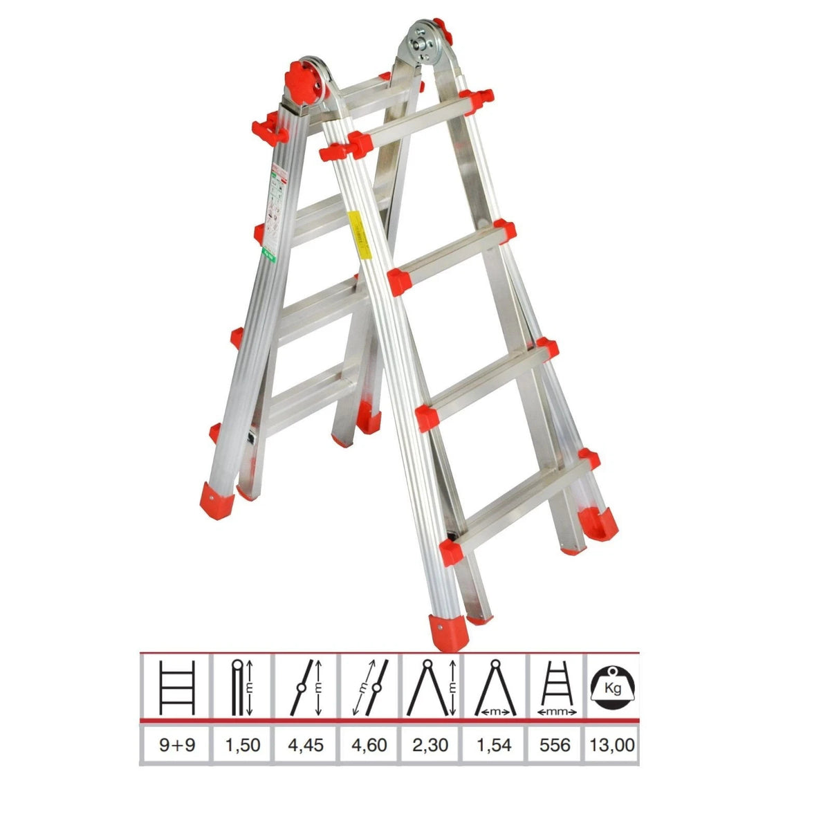 Scala Telescopica In Alluminio Allungabile 4 5 Multiuso Pieghevole 150 Kg Metri