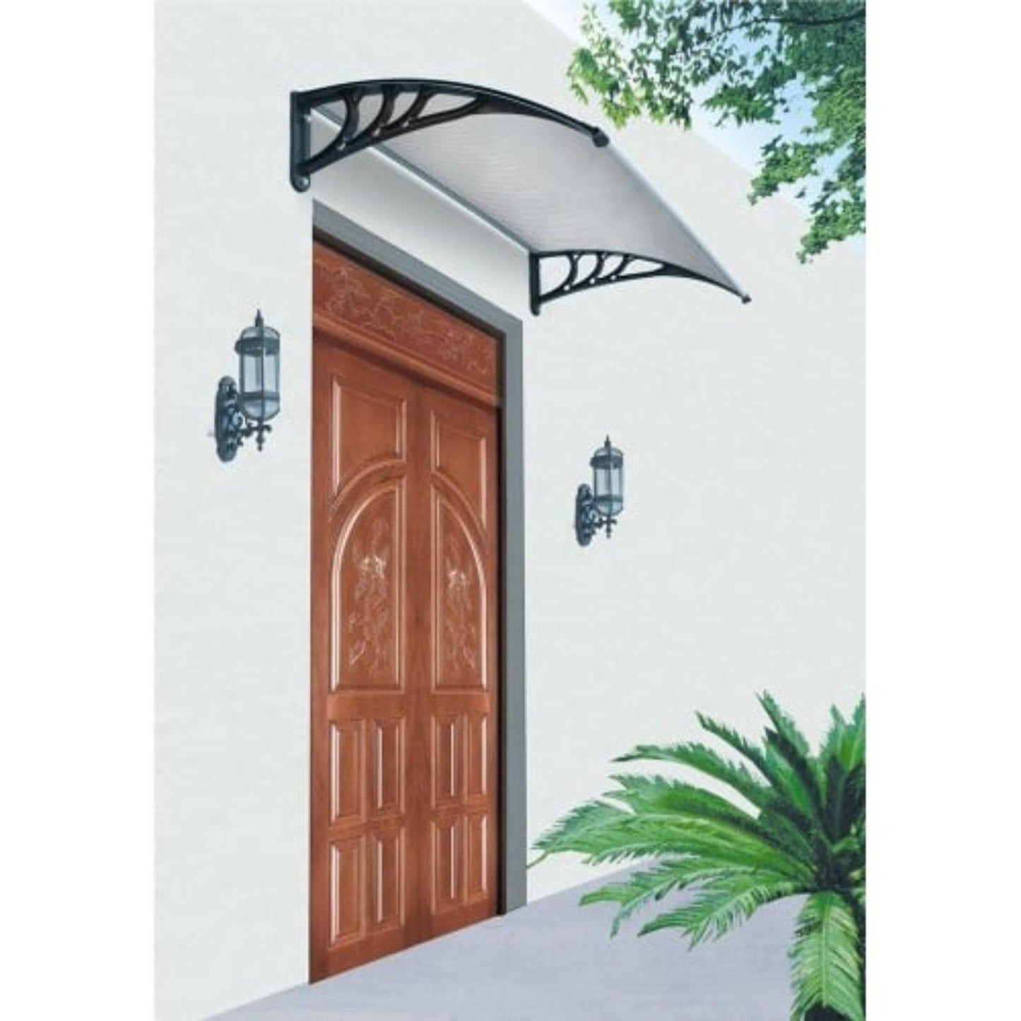 pensilina da esterno in policarbonato alluminio trasparente tettoia 150x100