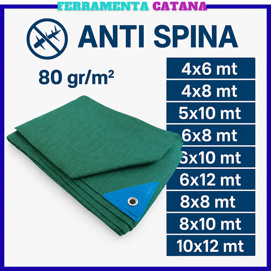 Rete antispine per raccolta olive con occhielli