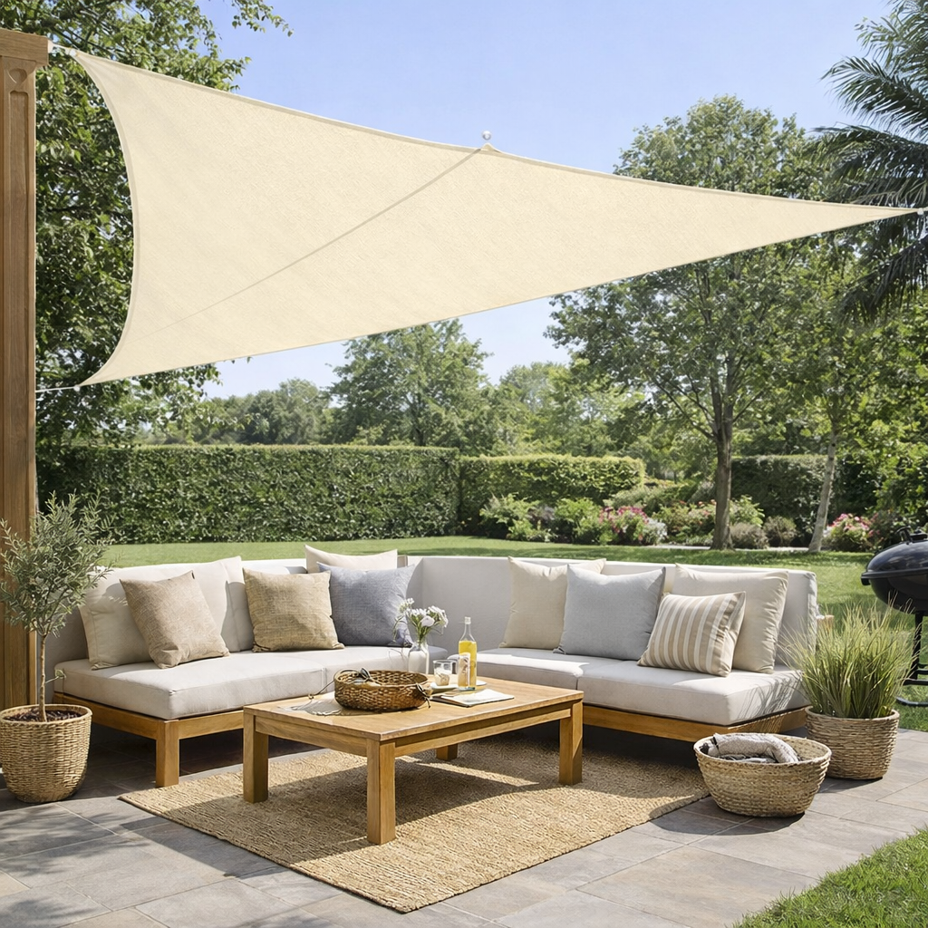 Tenda a vela ombreggiante triangolare 3x3x3 5x5x5 da esterno giardino parasole