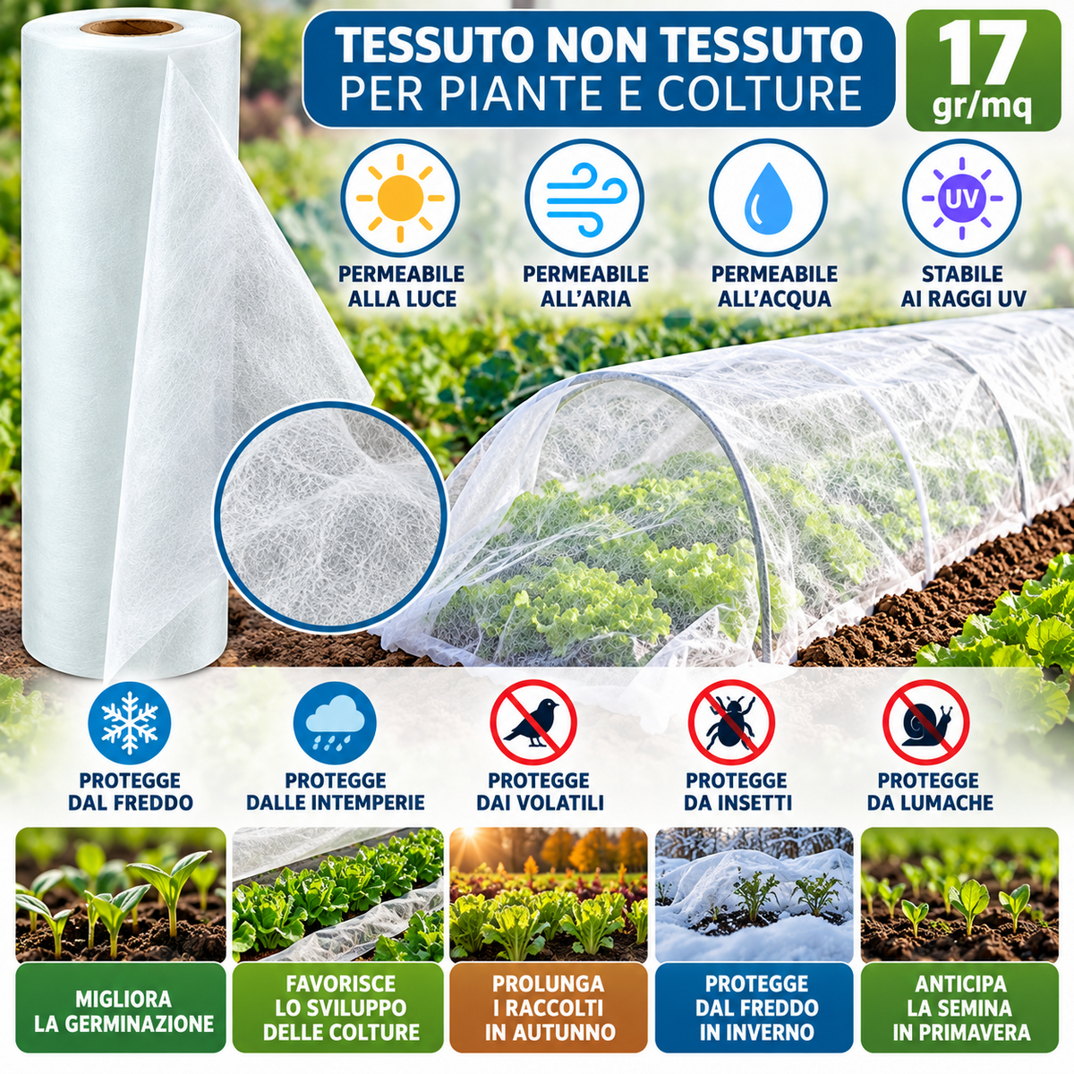 Tessuto Non Tessuto Tnt Per Piante Telo Antigelo Giardino Orto Antigrandine