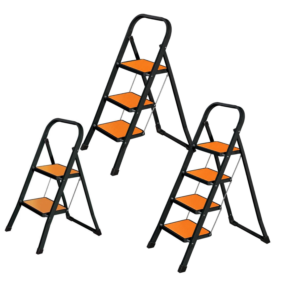 Scaletta 2 3 4 Gradini Pieghevole Sgabello Acciaio Scaletto 150kg Richiudibile
