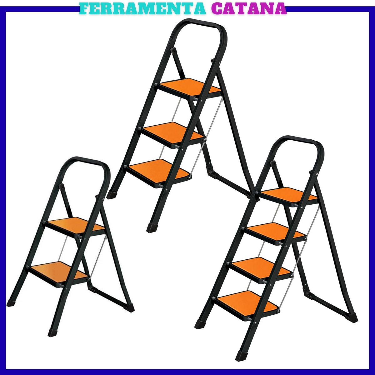 Scaletta 2 3 4 Gradini Pieghevole Sgabello Acciaio Scaletto 150kg Richiudibile
