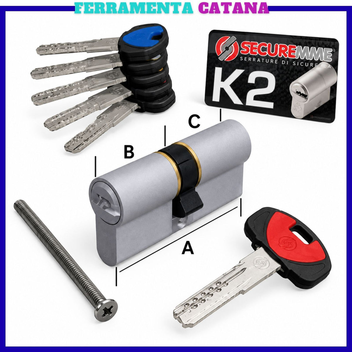 Cilindro Europeo Per Serratura Porta Blindata Securemme Sagomato Doppio Infilare