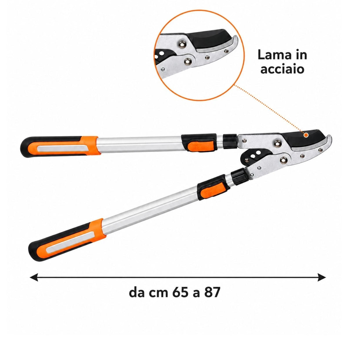 Troncarami Telescopico Manuale Potatore Rami Asta Telescopica Allungabile 87 cm
