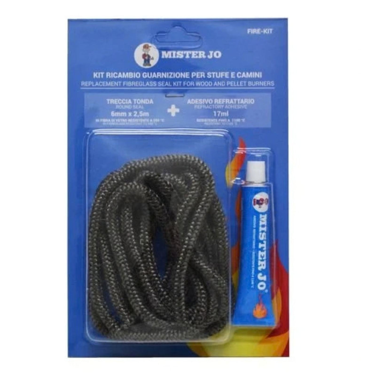 Kit Ricambio Treccia Alta Temperatura Silicone 60 ml in Fibra Vetro Guarnizione