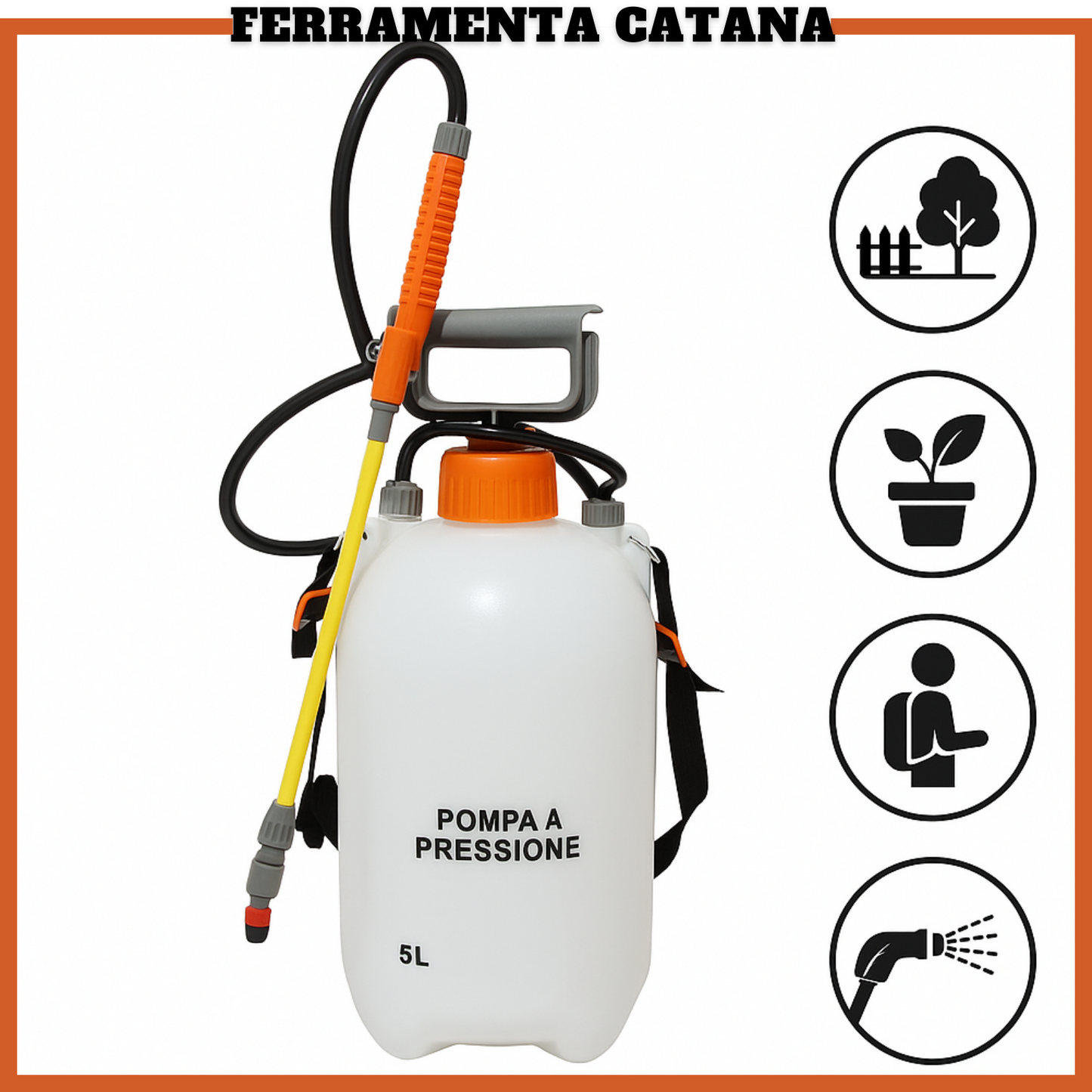 Spruzzatore A Pressione 5 Litri Manuale Spruzzino Nebulizzatore Giardino Pompa