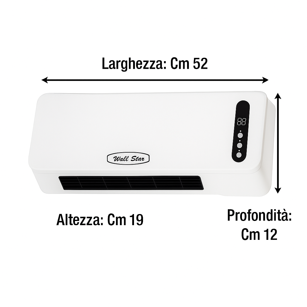 Termoconvettore a parete elettrico 2000W ceramico bianco con telecomando