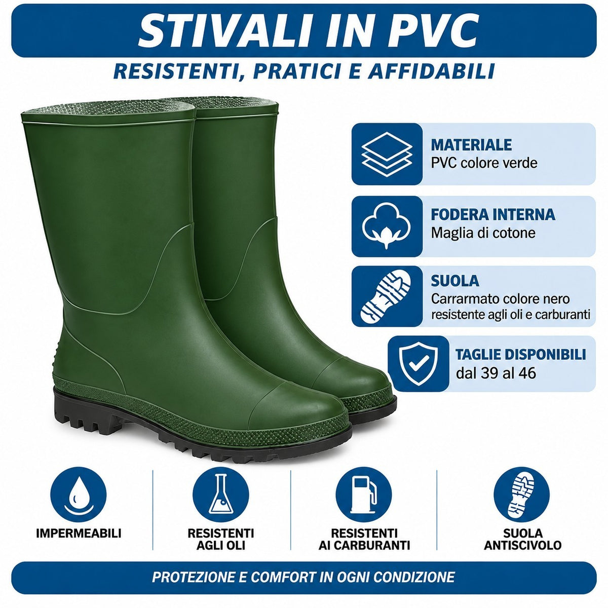 Stivale In Pvc Stivali Da Lavoro Impermeabili Antiscivolo Tronchetto Stivaletto