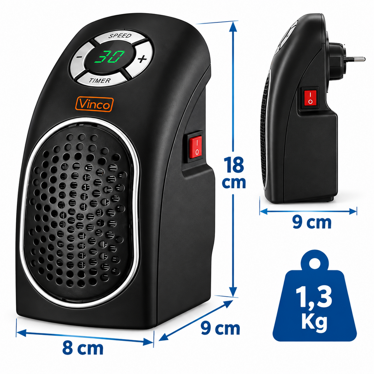 Stufa In Ceramica Da Muro Elettrica Aria Termoventilatore Bagno Piccolo Stufetta