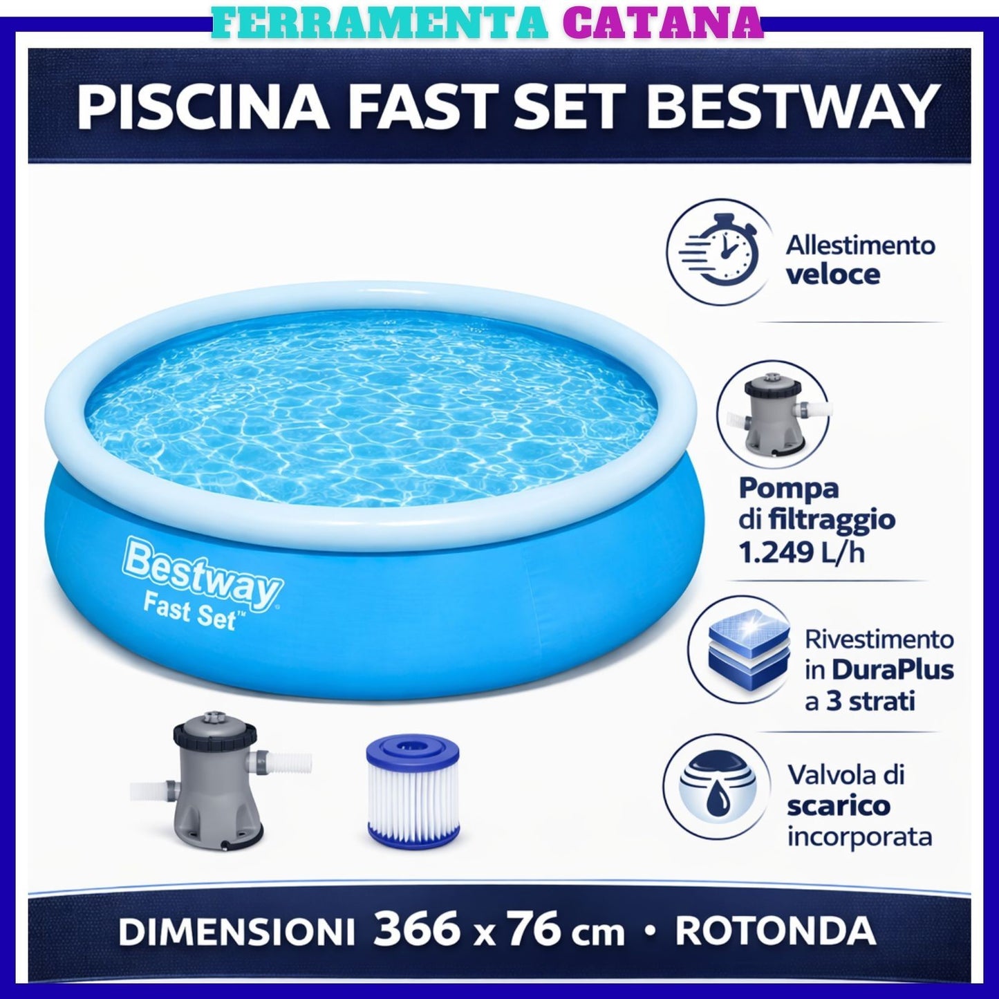Piscina Ad Anello Tubo Gonfiabile Fuoriterra Fuori Terra Bestway Rotonda Tonda