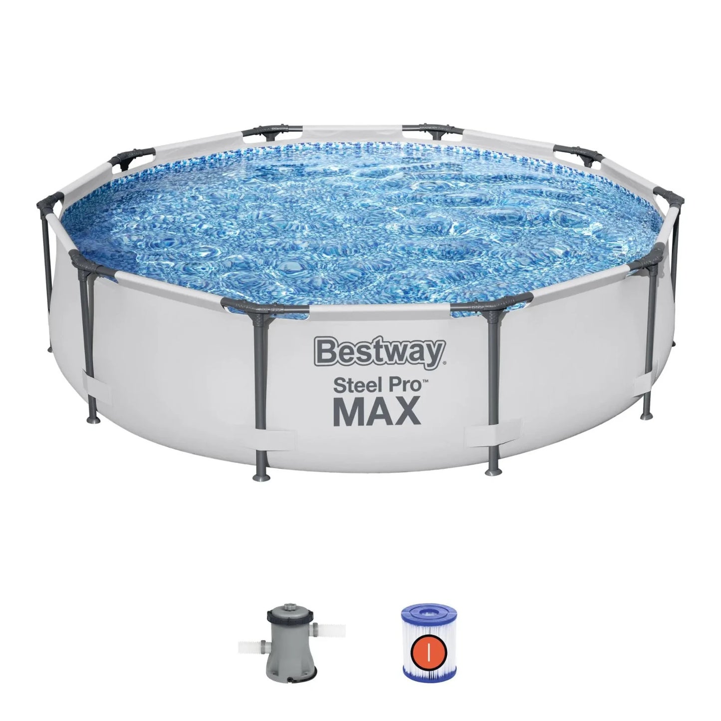 Piscina Bestway Rotonda Fuori Terra Pro Max Steel 305x76Cm 56408 Set Con Pompa