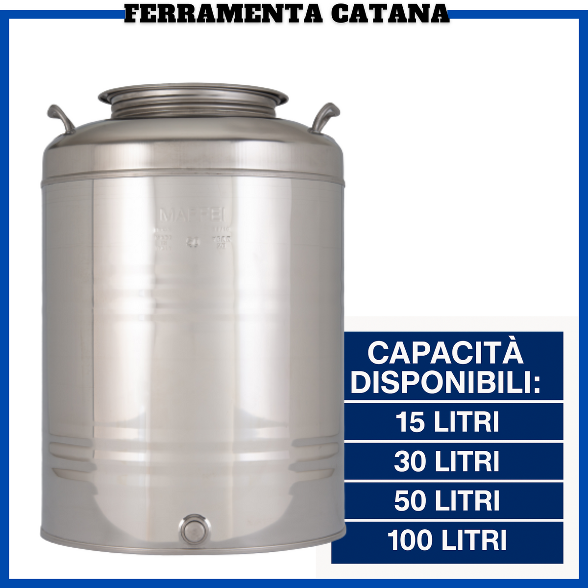 Fusto in acciaio inox per olio con predisposizione per rubinetto
