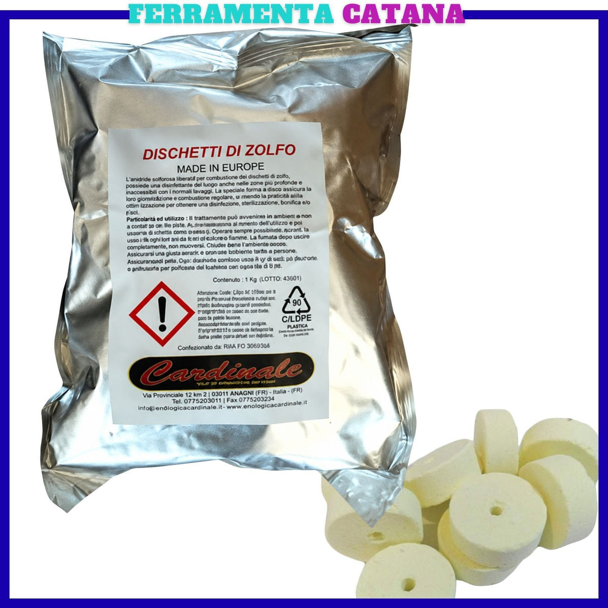 Zolfo A Dischi Per Botti Tini Confezione 1 Kg Dischetti Enologia Detersione