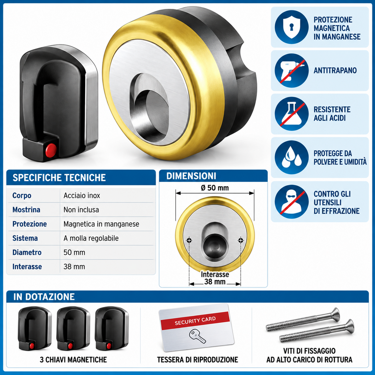 Defender Magnetico Disec Classe 4 Per Cilindro Europeo Antiacido Antitopolino