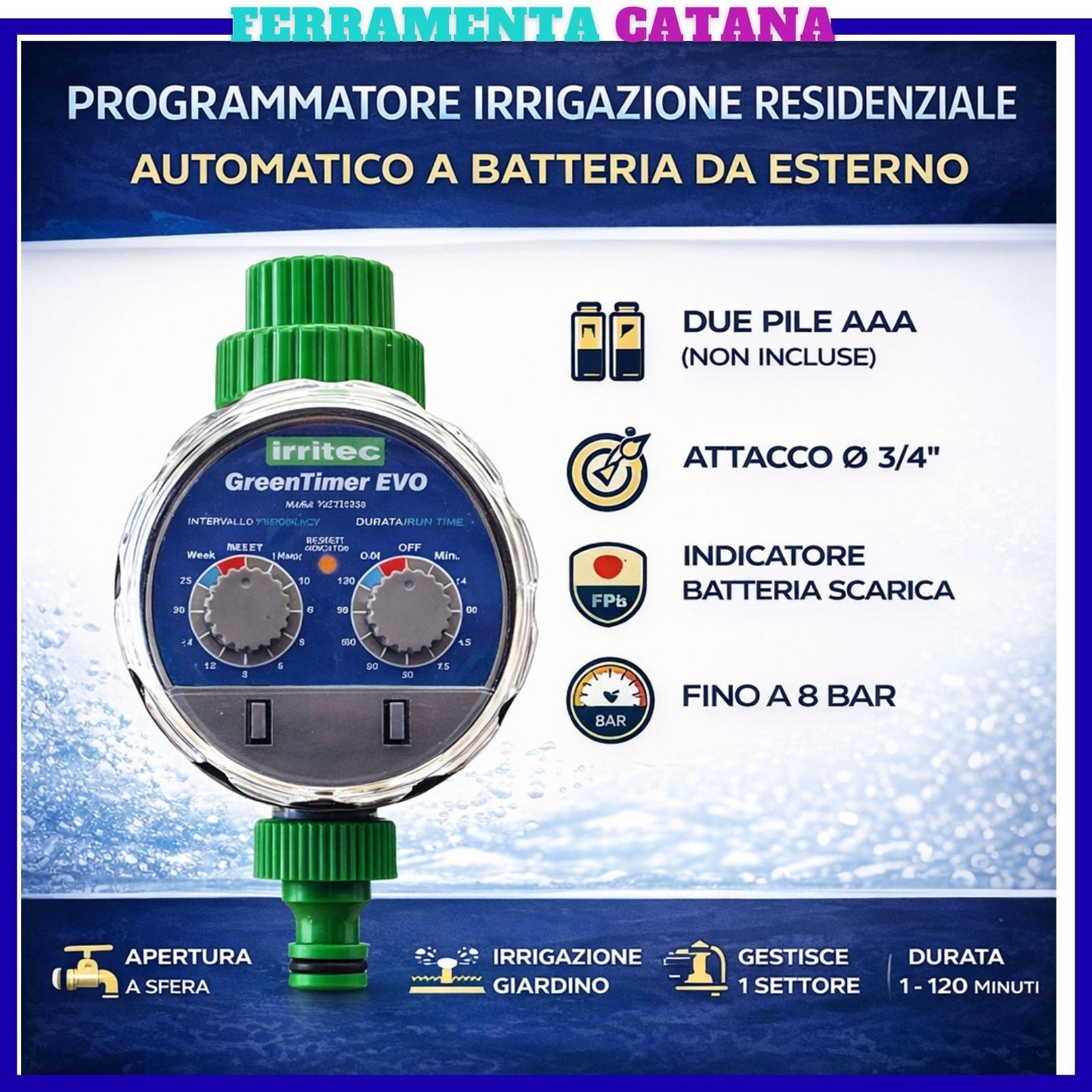 Timer Irrigazione Centralina Programmatore Per Giardino Automatico A Batteria