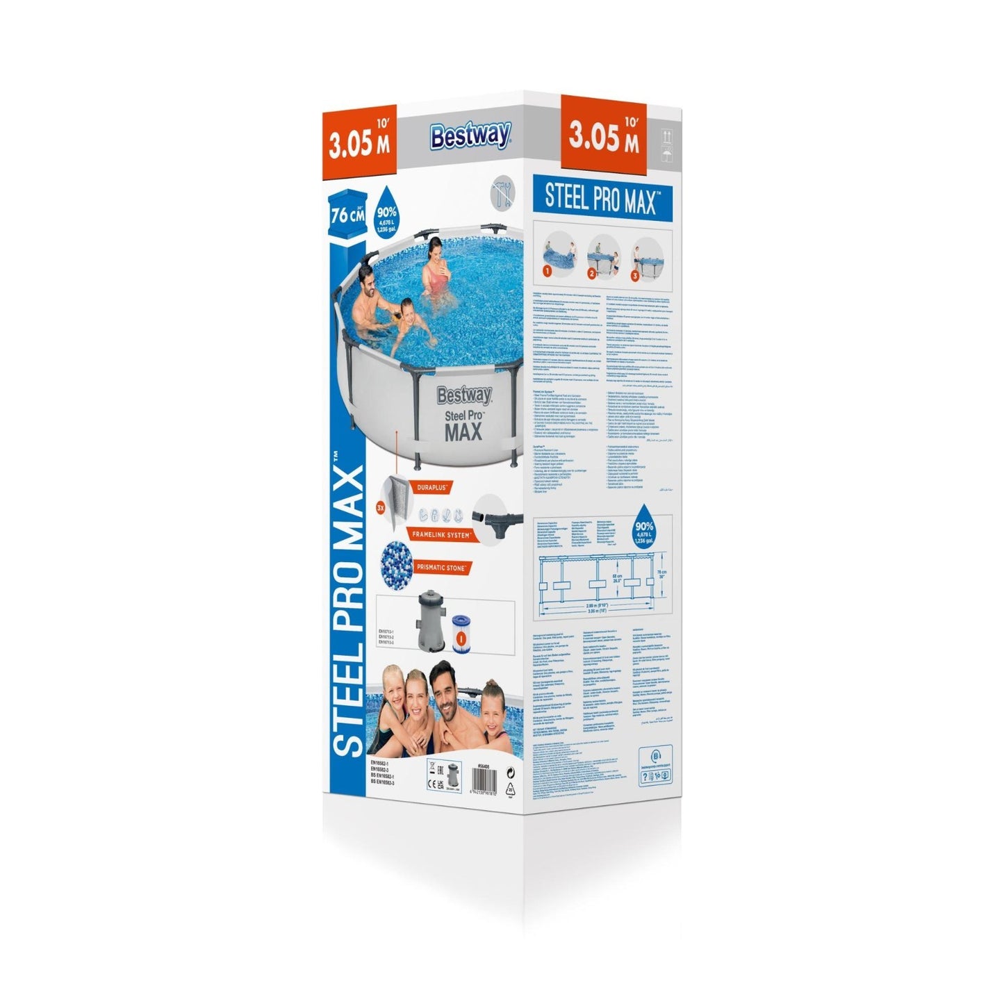 Piscina Bestway Rotonda Fuori Terra Pro Max Steel 305x76Cm 56408 Set Con Pompa