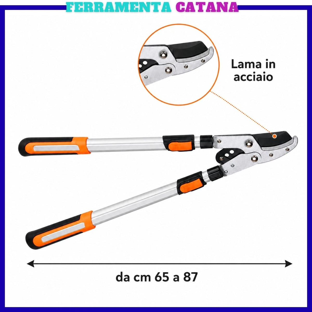 Troncarami Telescopico Manuale Potatore Rami Asta Telescopica Allungabile 87 cm