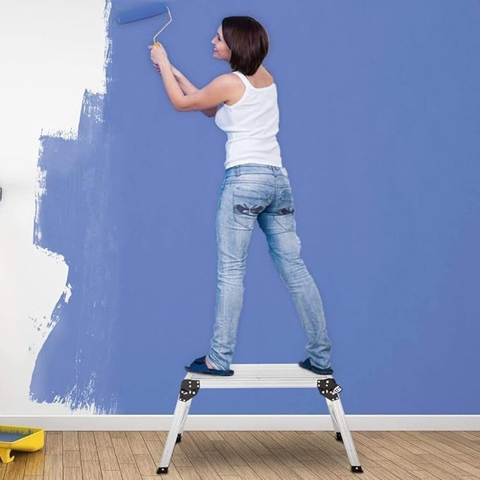 Sgabello Piattaforma Pieghevole Alluminio Gradino Richiudibile Salvaspazio Scala