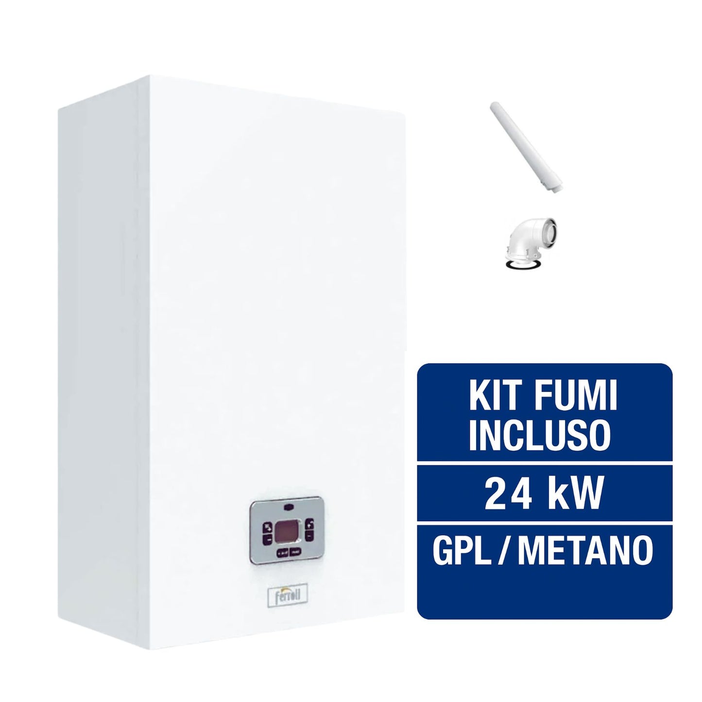 ferroli theta 24 kw caldaia a condensazione da esterno murale con kit fumi GPL/METANO