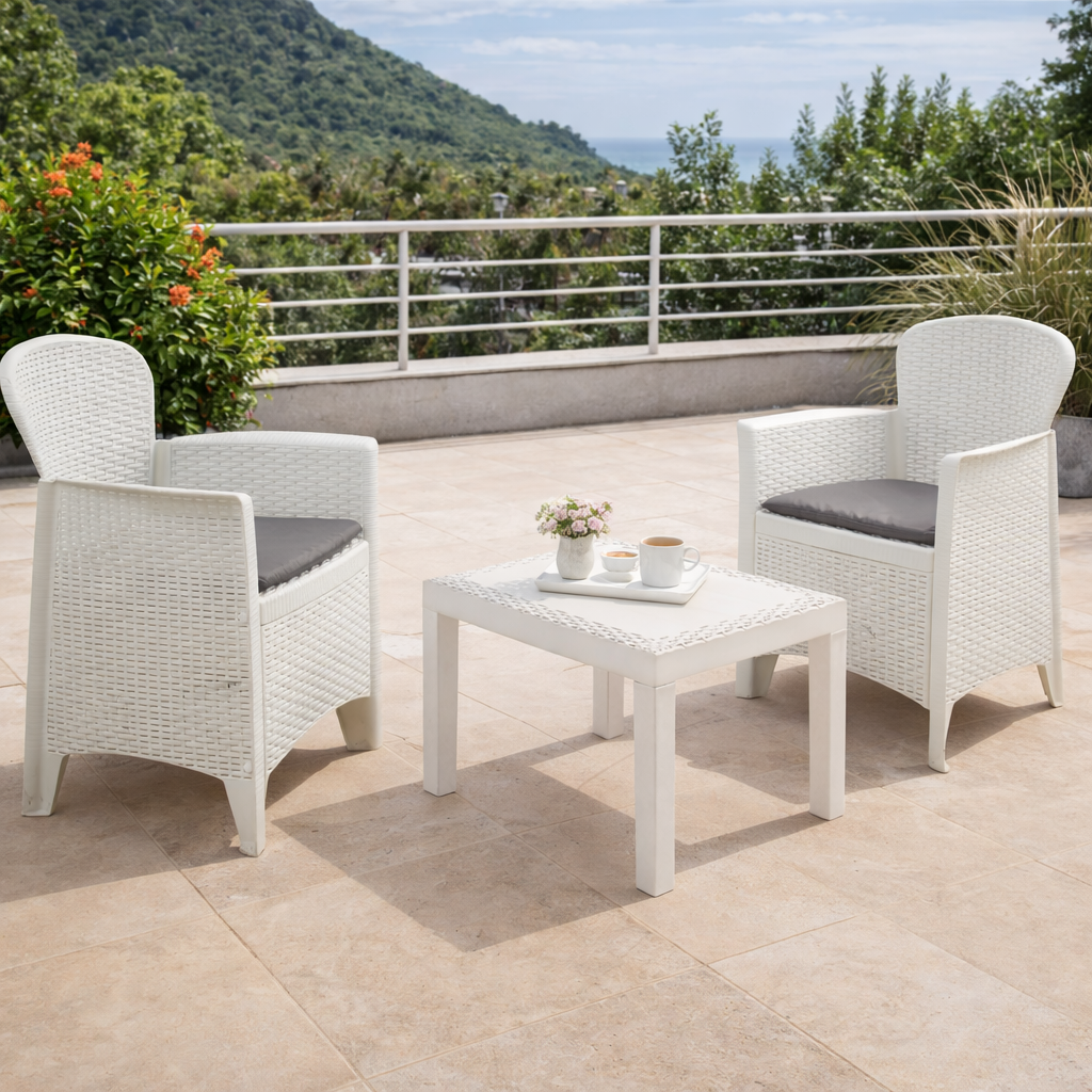 Set tavolo e sedie poltrona in rattan da giardino esterno interno salottino