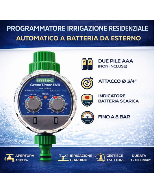 Centralina programmatore irrigazione acqua giardino timer elettrico a batteria
