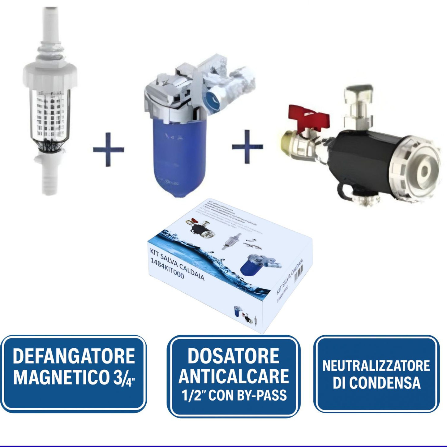 Kit salva caldaia con defangatore magnetico neutralizzatore dosatore polifosfati