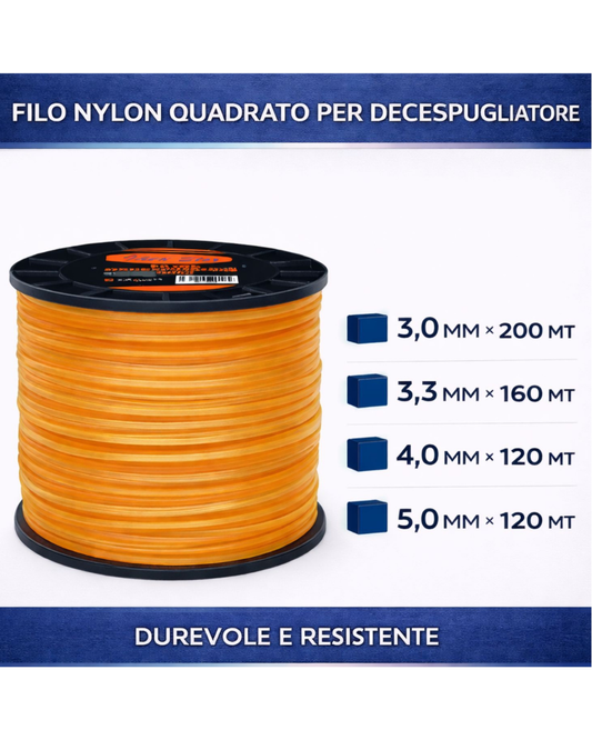 Filo per decespugliatore in nylon 3 4 e 5 mm quadrato bobina ricambi erba