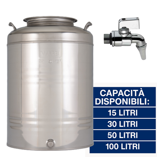 fusto per olio di oliva contenitore in acciaio 15 30 50 100 Litri con rubinetto