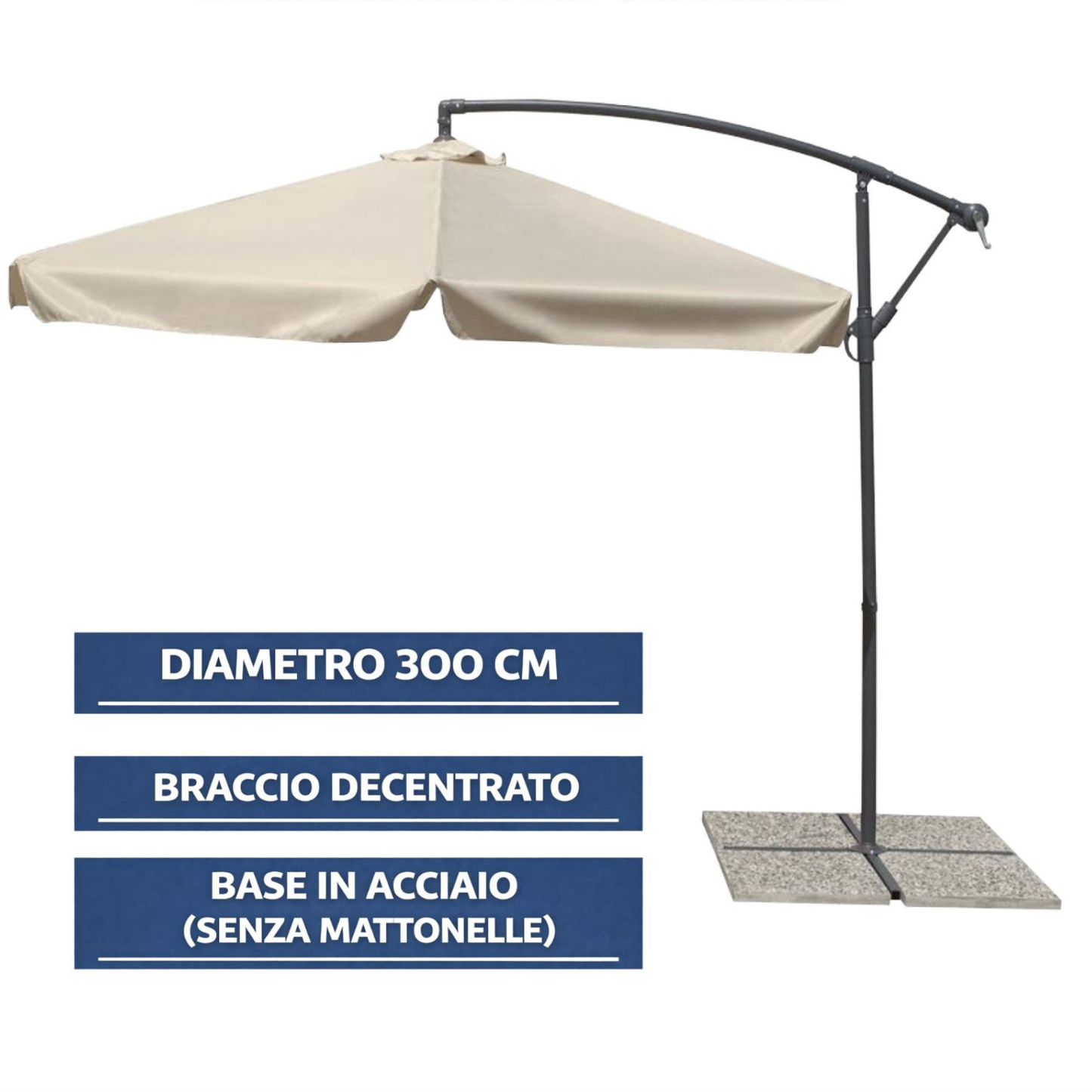 Ombrellone da giardino esterno terrazzo decentrato palo laterale orientabile