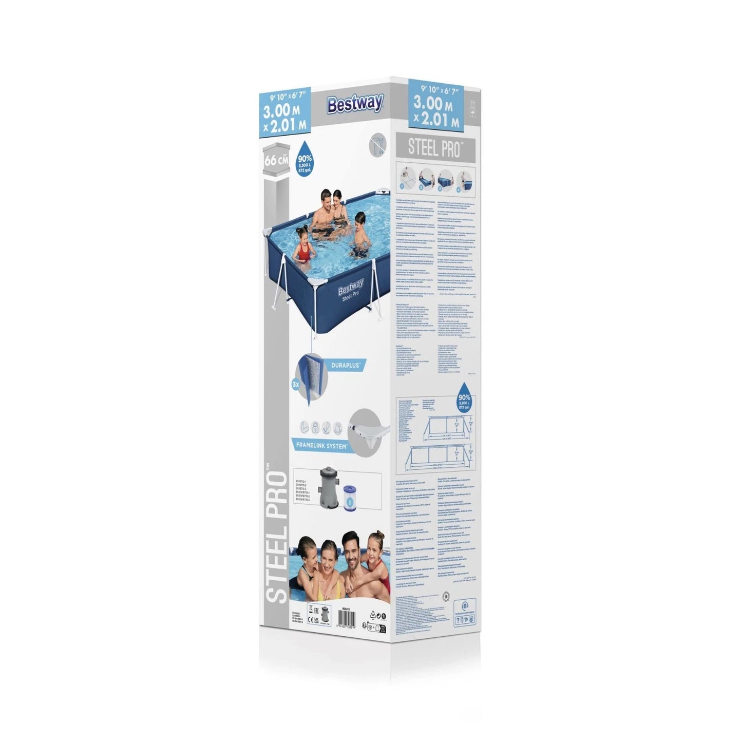 Piscina Fuori Terra Bestway 300x201x66h Steel Pro Telaio Portante con Pompa