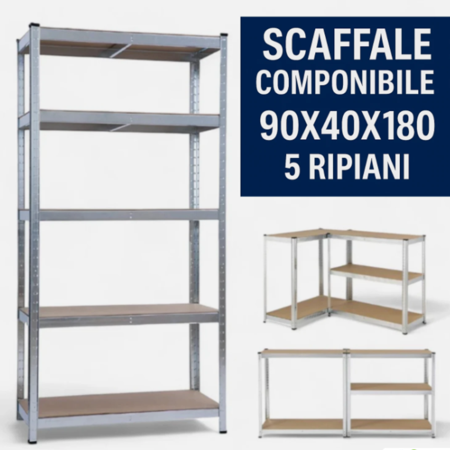Scaffale in metallo 5 ripiani scaffali legno mdf scaffalatura metallica garage