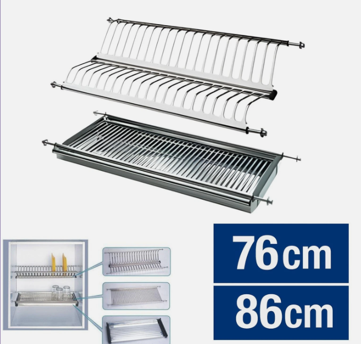 Scolapiatti acciaio inox cm 86 da incasso per pensile cucina con raccogligocce