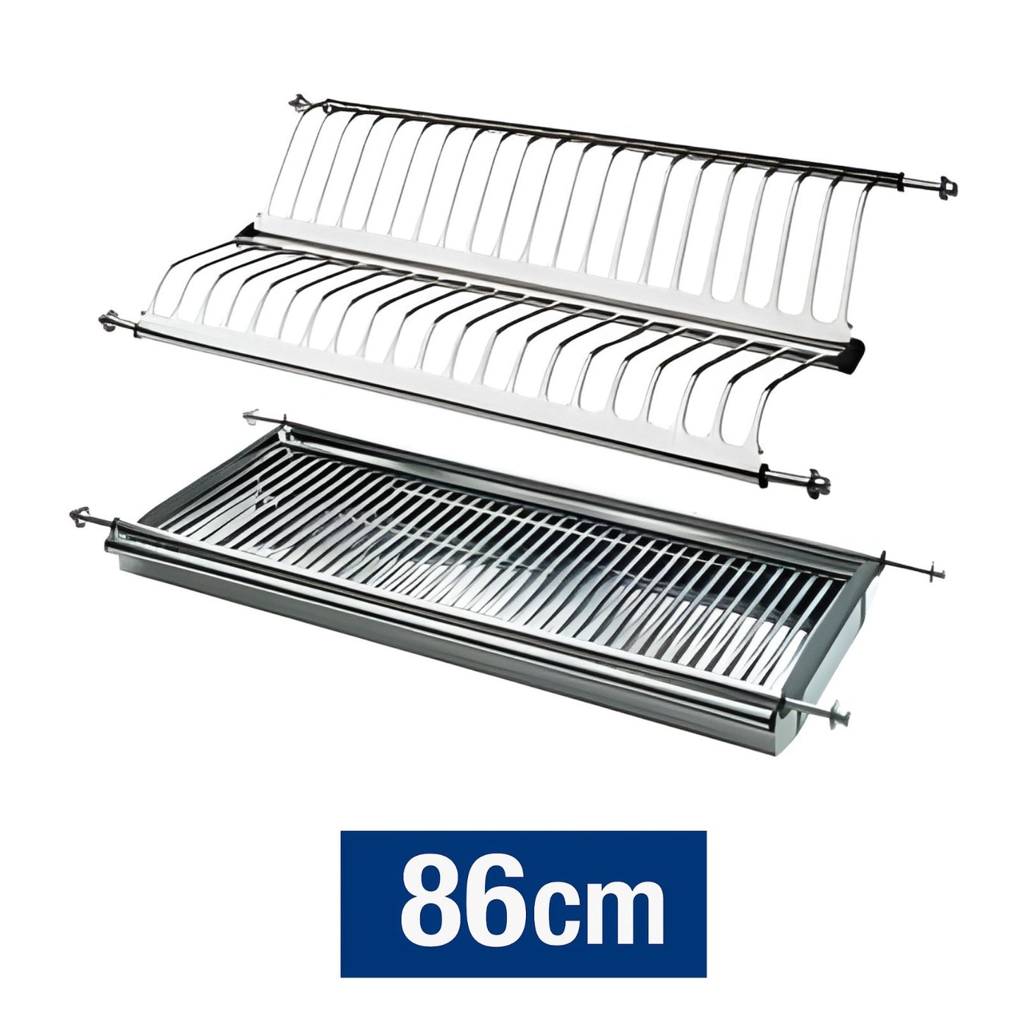 Scolapiatti acciaio inox cm 86 da incasso per pensile cucina con raccogligocce