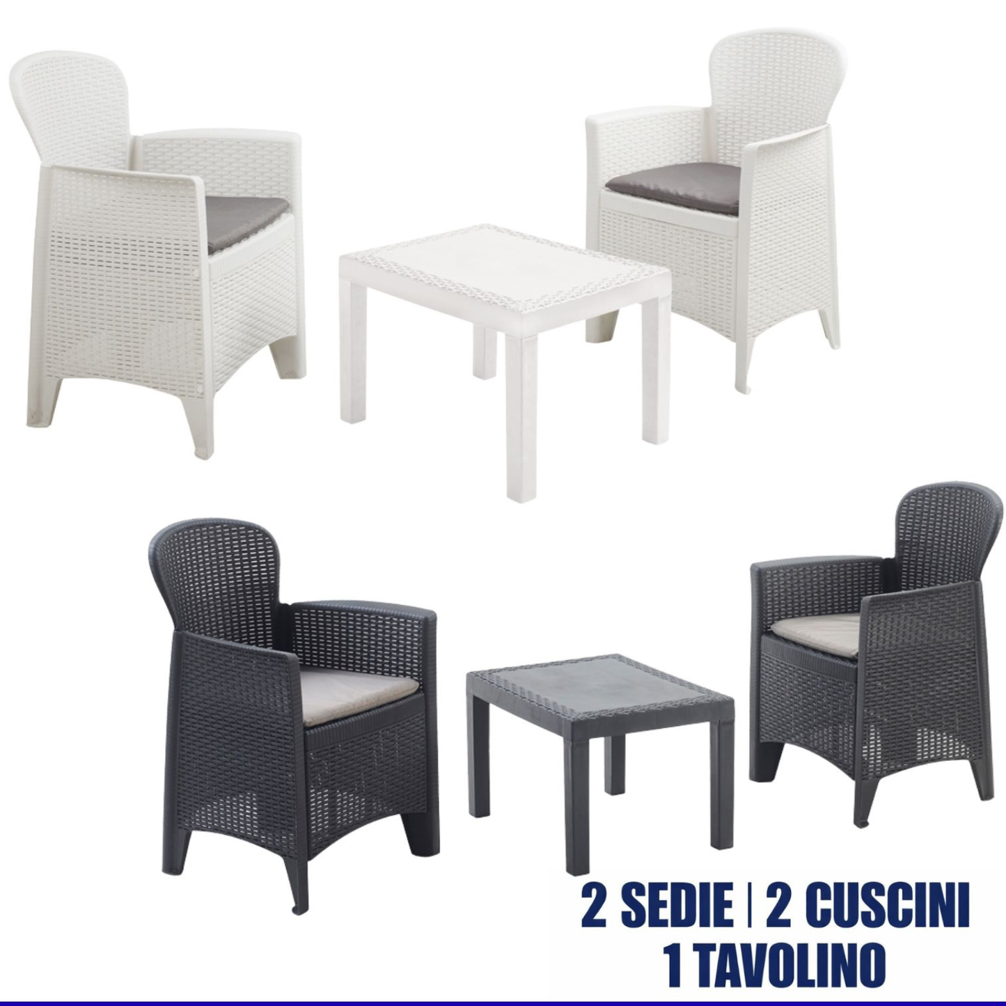 Set tavolo e sedie poltrona in rattan da giardino esterno interno salottino