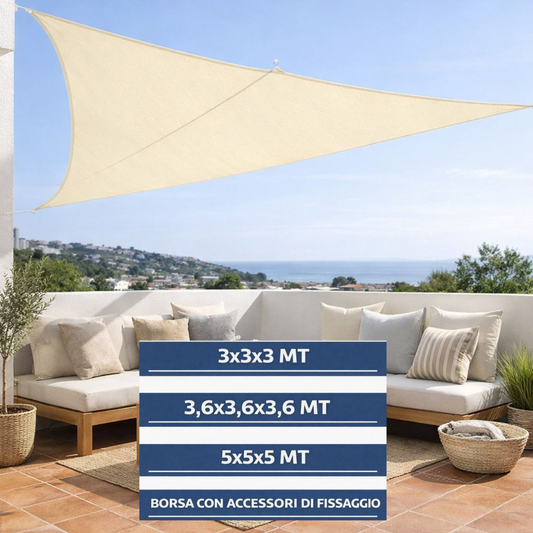 Tenda a vela ombreggiante triangolare 3x3x3 5x5x5 da esterno giardino parasole
